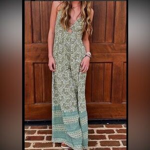 Sincerely Jules Olive Patterned Jumpsuit